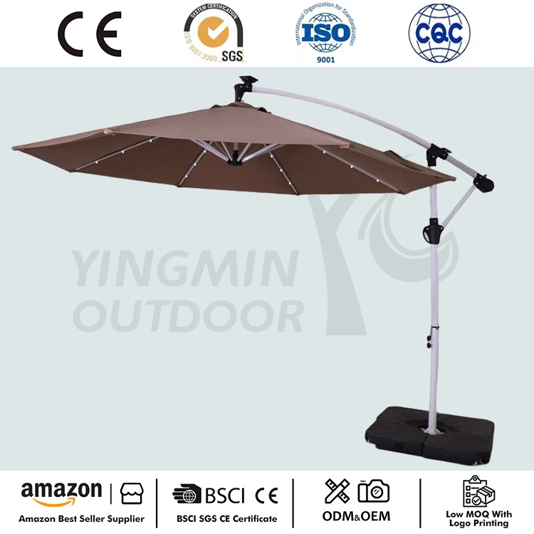 Newest 10FT Patio Cantilever Solar LED Umbrella