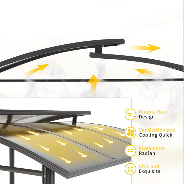 8' x 5' BBQ Patio Canopy Hardtop Gazebo