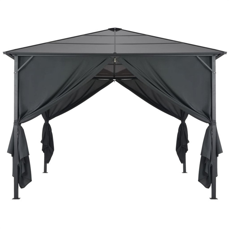Patio Gazebo With Curtain Aluminum