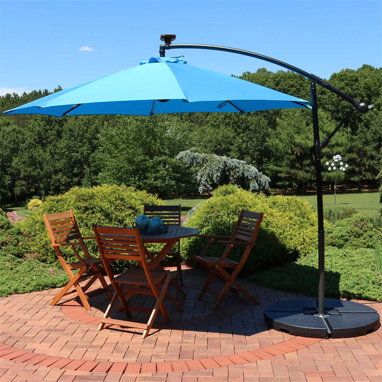 10FT LED Solar Hanging Market Patio Umbrella