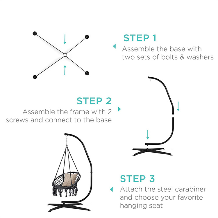 Metal Hanging Hammock C-Stand for Chair