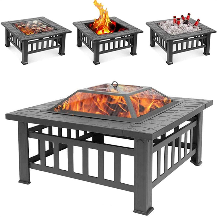 Square Outdoor Wood Burning Firepit