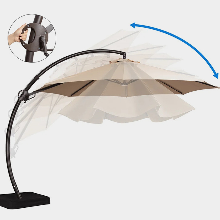 11FT Curvy Cantilever Patio Offset Hanging Umbrella