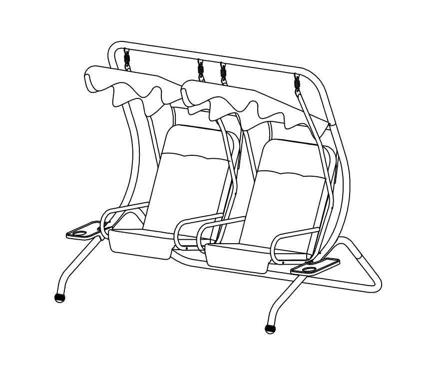 2 Person Canopy Steel Porch Swing Assembly Instruction