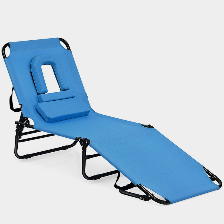 Outdoor Folding Beach Chaise Lounge Chair