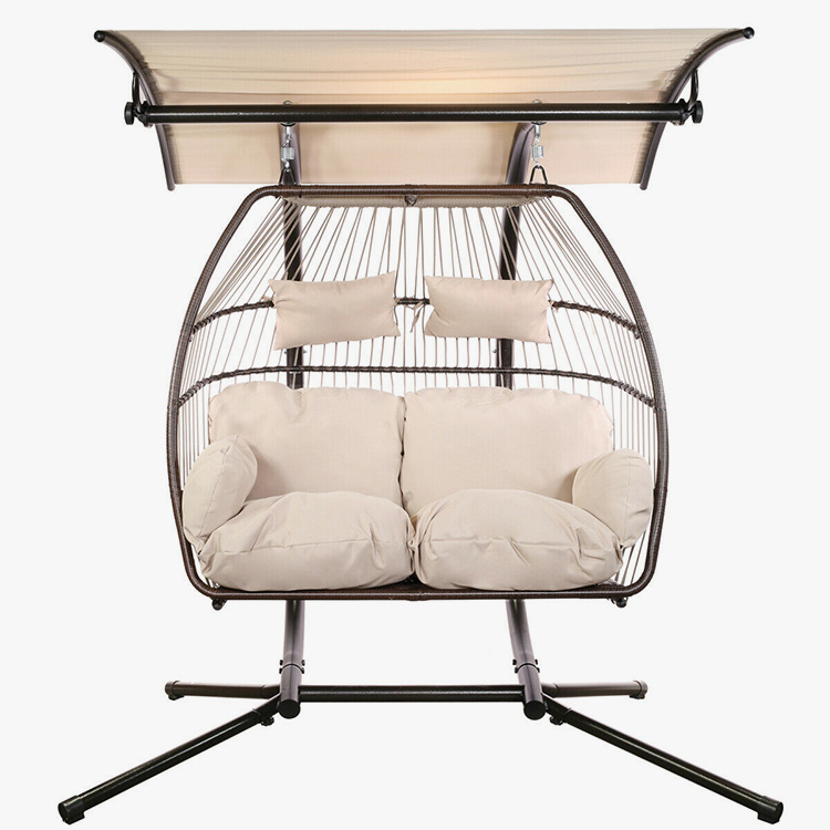 2 Person Hanging Swing Wicker Egg Chair