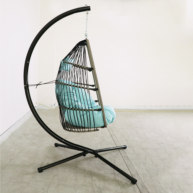 Porch Foldable PE Wicker Egg Hanging Chair