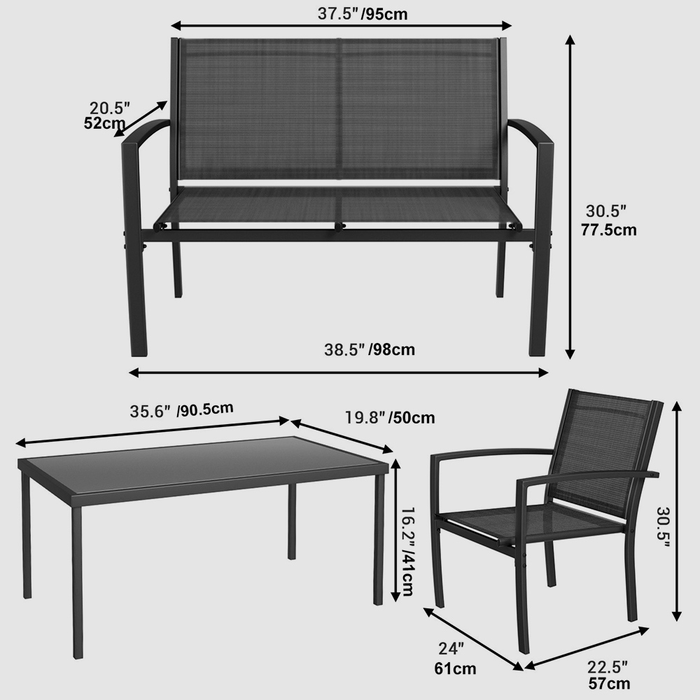 4 Pieces Conversation Textilene Set