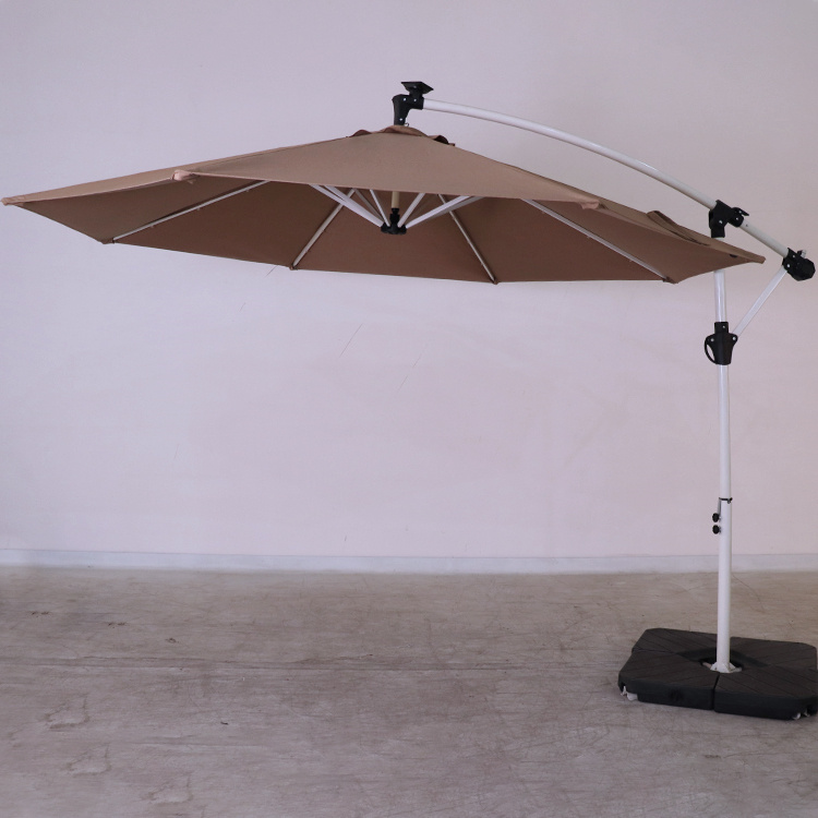 Newest 10FT Patio Cantilever Solar LED Umbrella