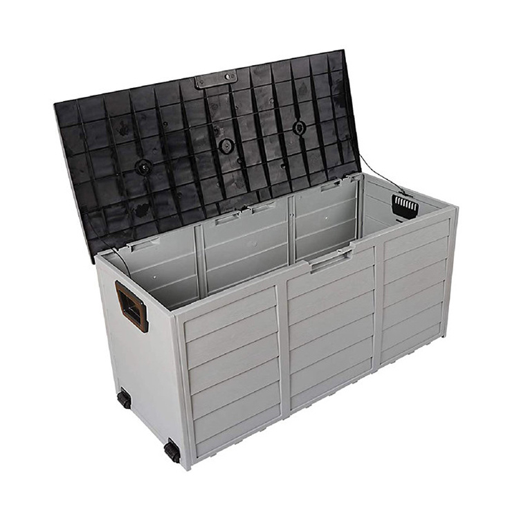 75 Gallons Resin Deck Box Storage with Wheels