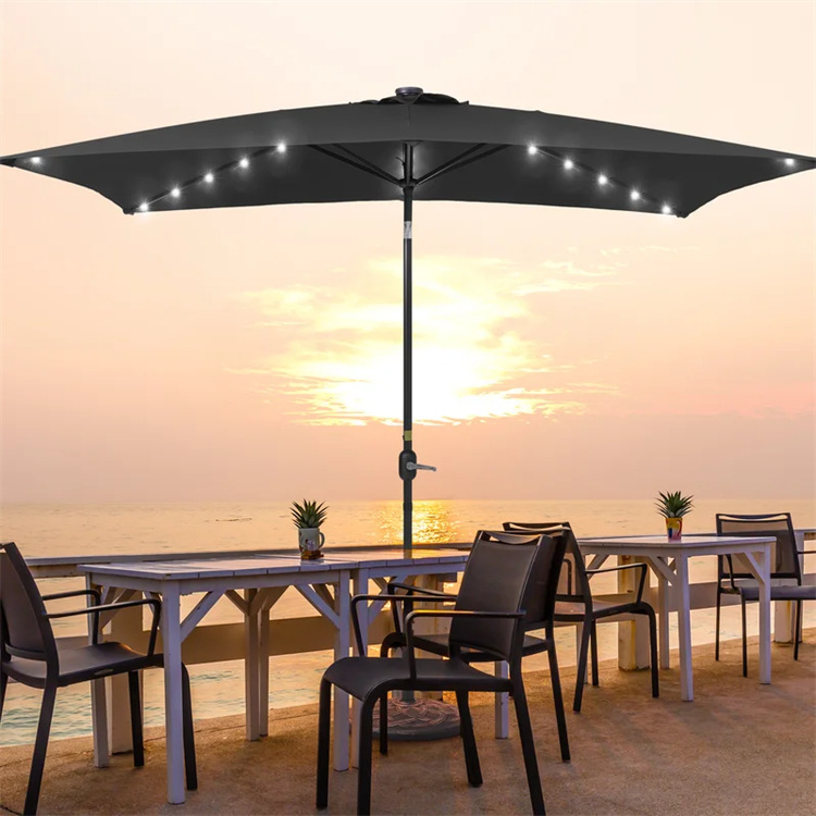 10x 6.5FT Lighted Rectangular Market Umbrella