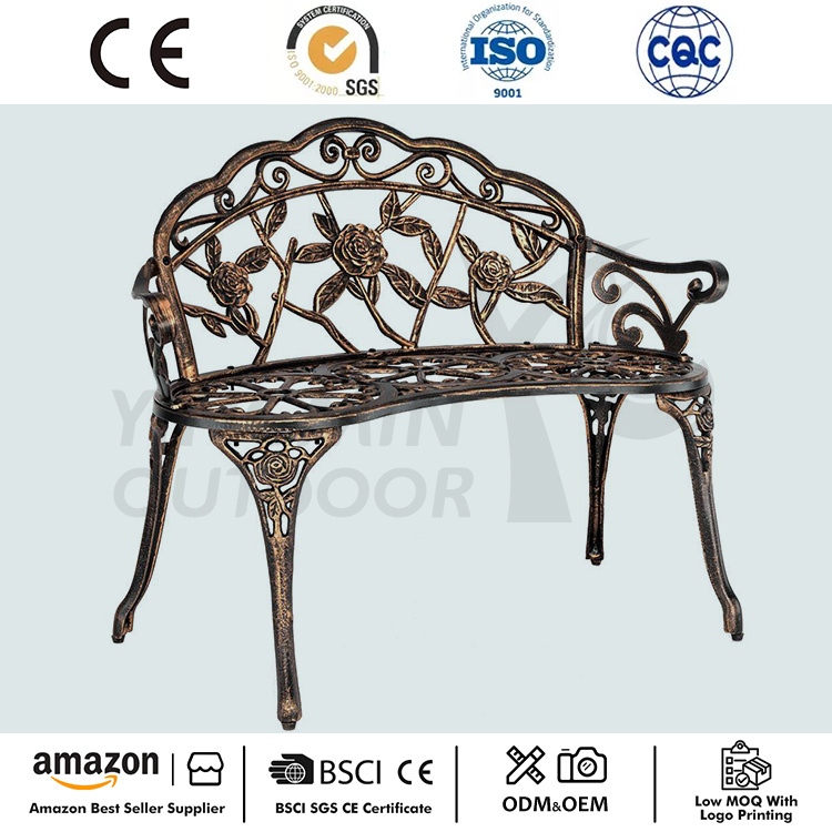 Outdoor Garden Metal Cast Aluminum Bench