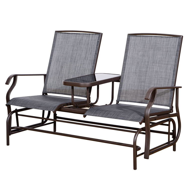 Double-Seat Glider Bench with Center Table