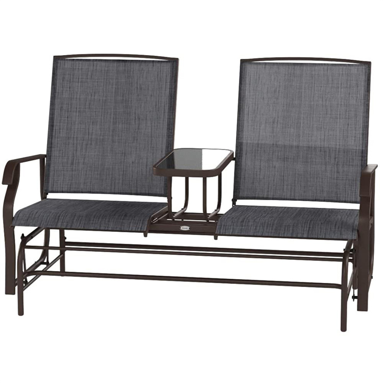 Double-Seat Glider Bench with Center Table