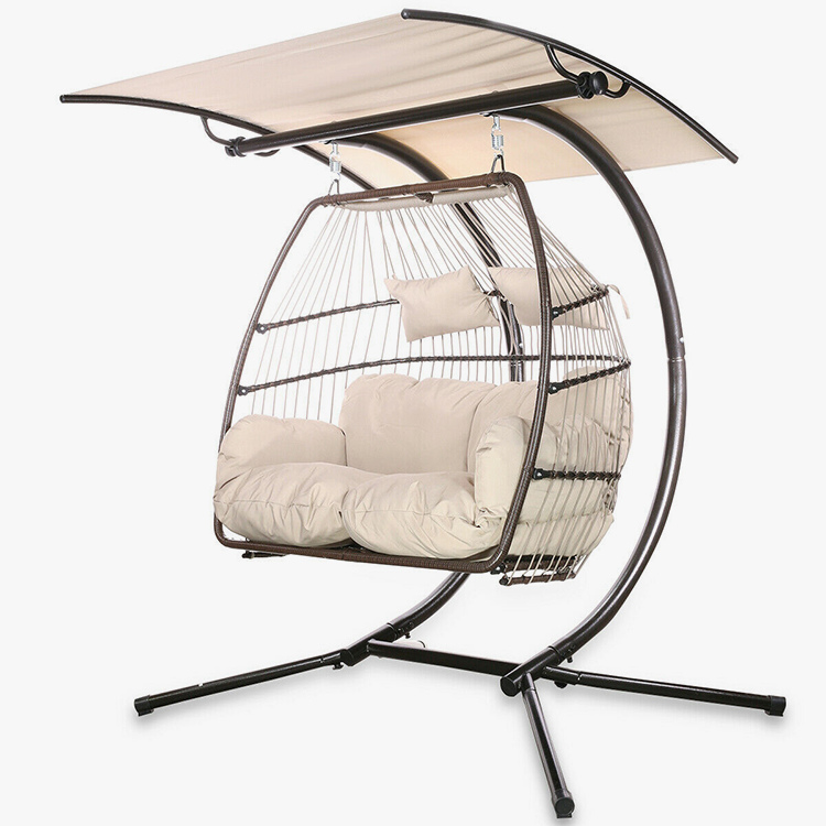 2 Person Hanging Swing Wicker Egg Chair