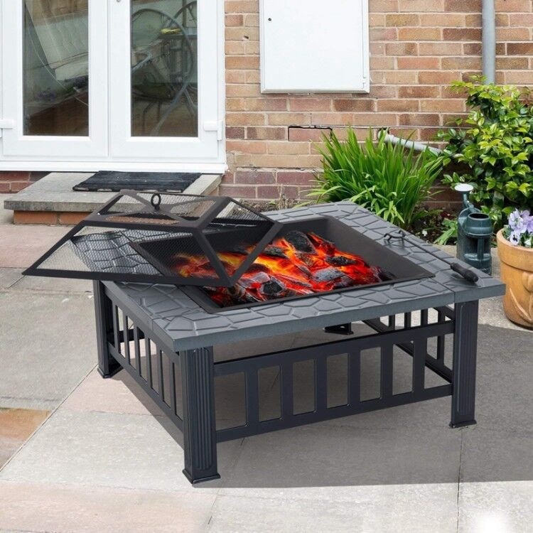 Square Outdoor Wood Burning Firepit