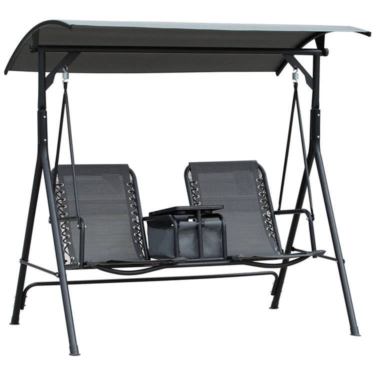 2-Seater Swing Chair with Pivot Storage Table
