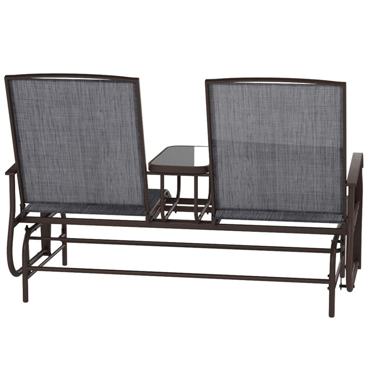 Double-Seat Glider Bench with Center Table