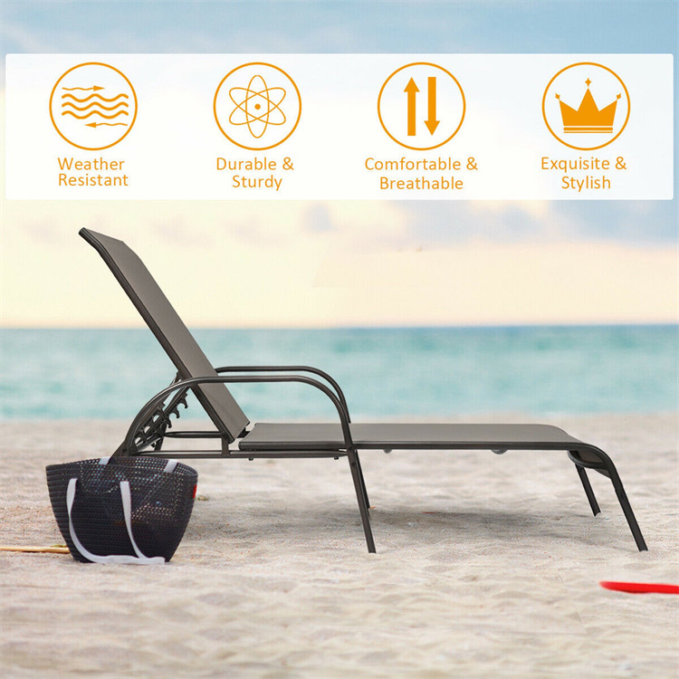 Outdoor Adjustable Chaise Lounge Chair