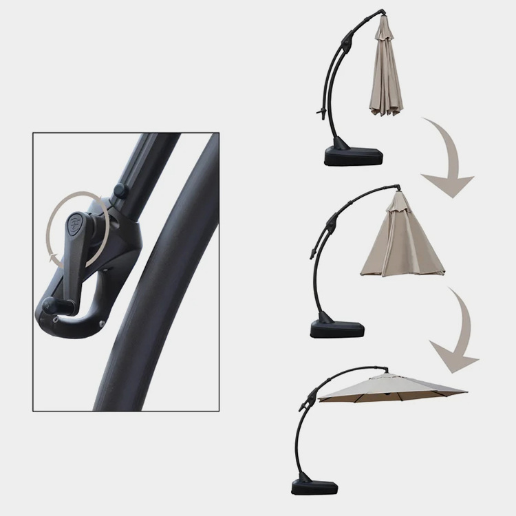 12 FT Curvy Patio Cantilever Umbrella with Base