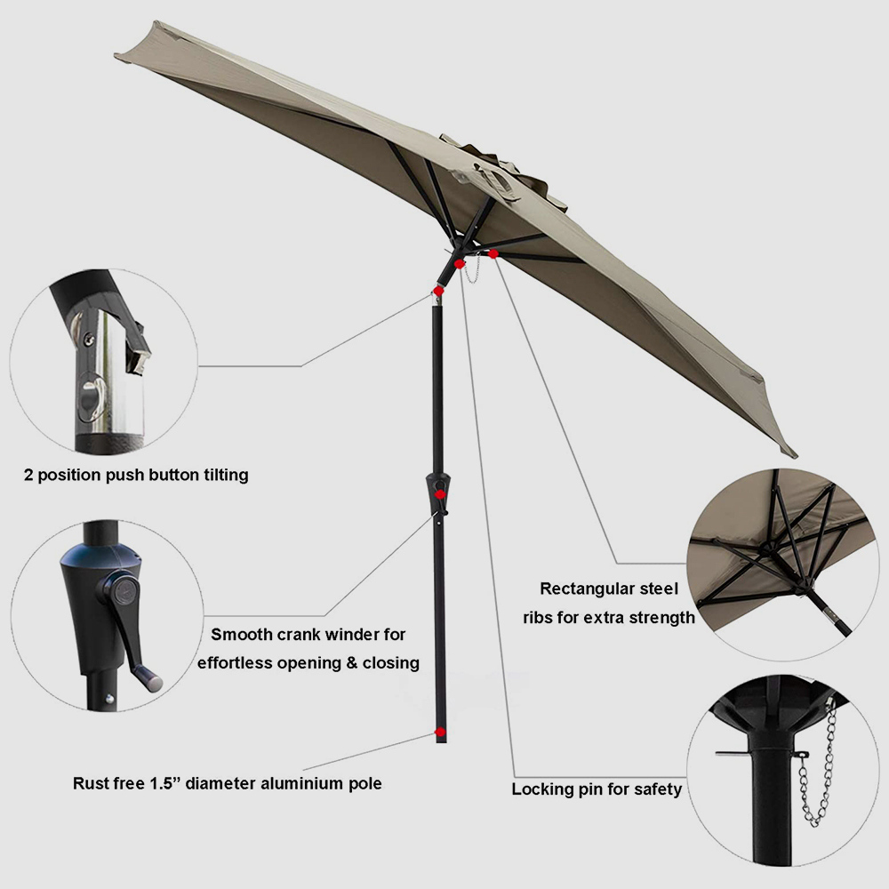 9ft Semi-Circular Terrace Outdoor Umbrella