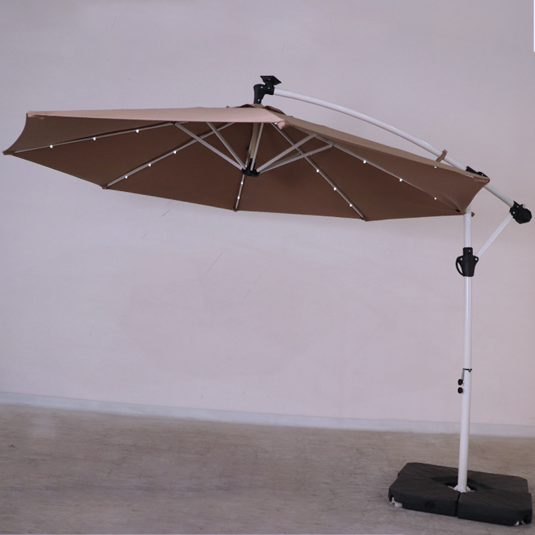 Newest 10FT Patio Cantilever Solar LED Umbrella