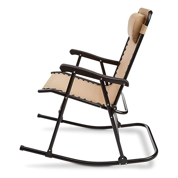 Outdoor Zero Gravity Folding Lounge Rocker with Pillow