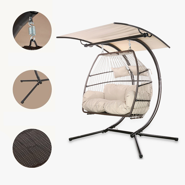 2 Person Hanging Swing Wicker Egg Chair
