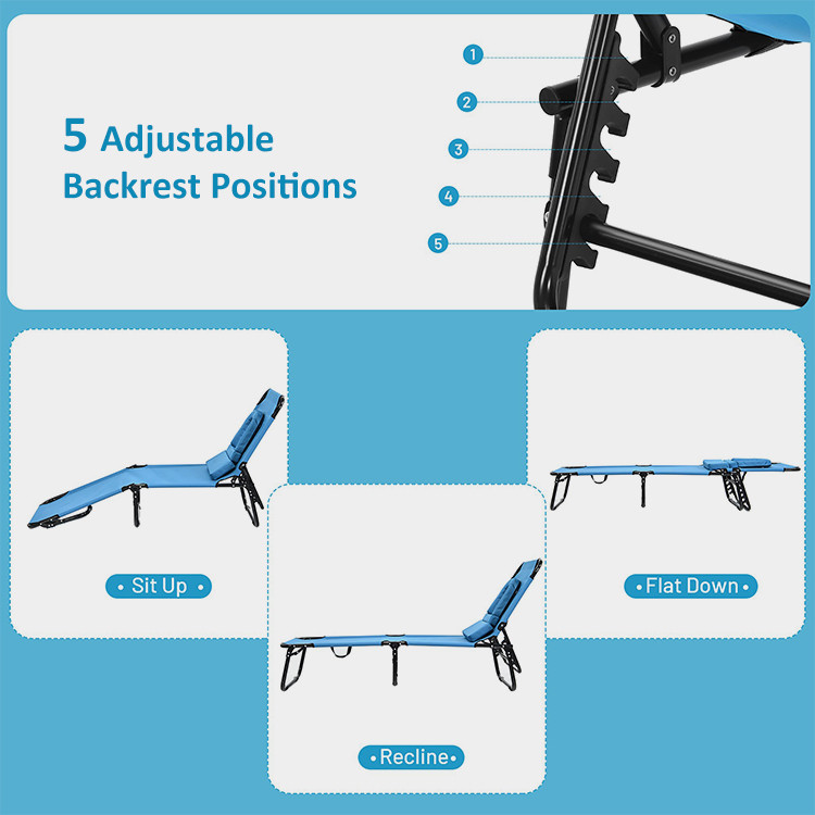 Outdoor Folding Beach Chaise Lounge Chair