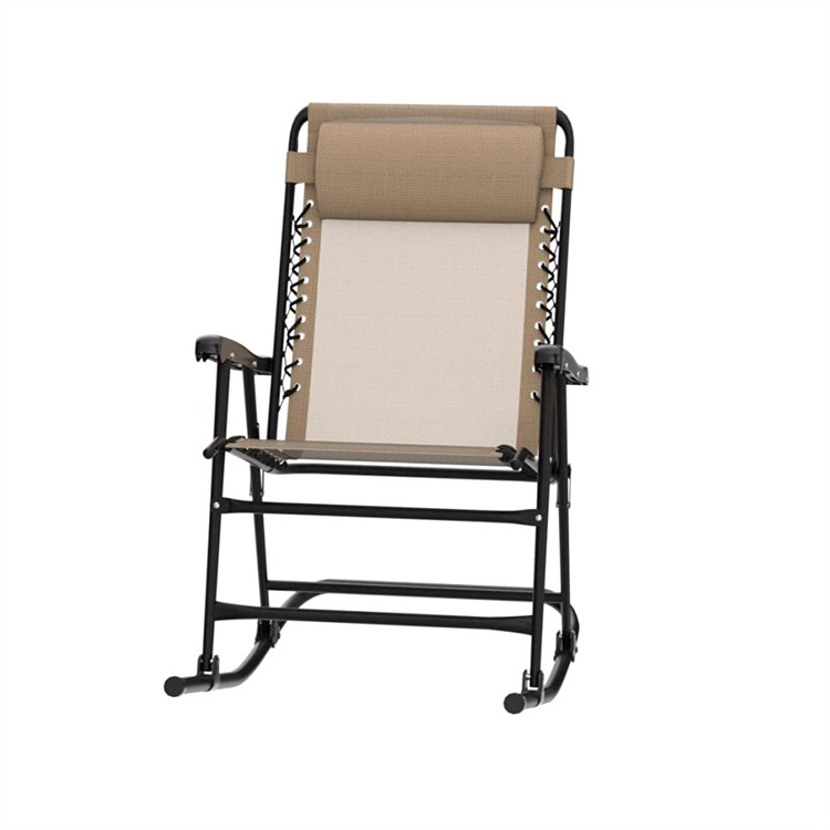 Outdoor Zero Gravity Folding Lounge Rocker with Pillow