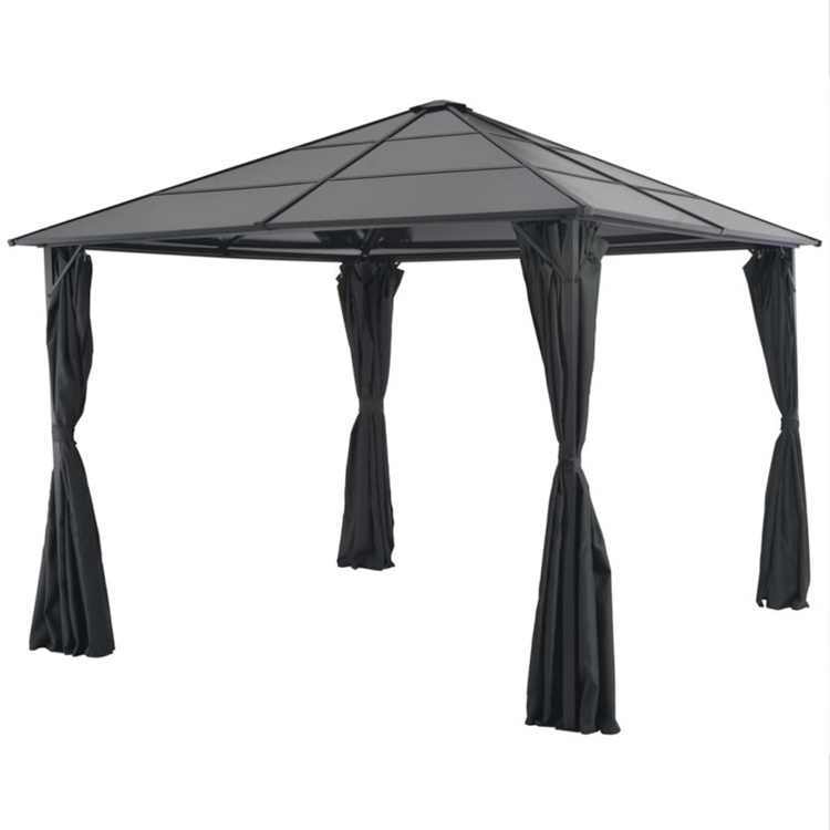 Patio Gazebo With Curtain Aluminum