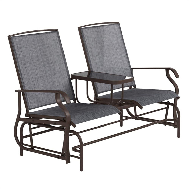 Double-Seat Glider Bench with Center Table