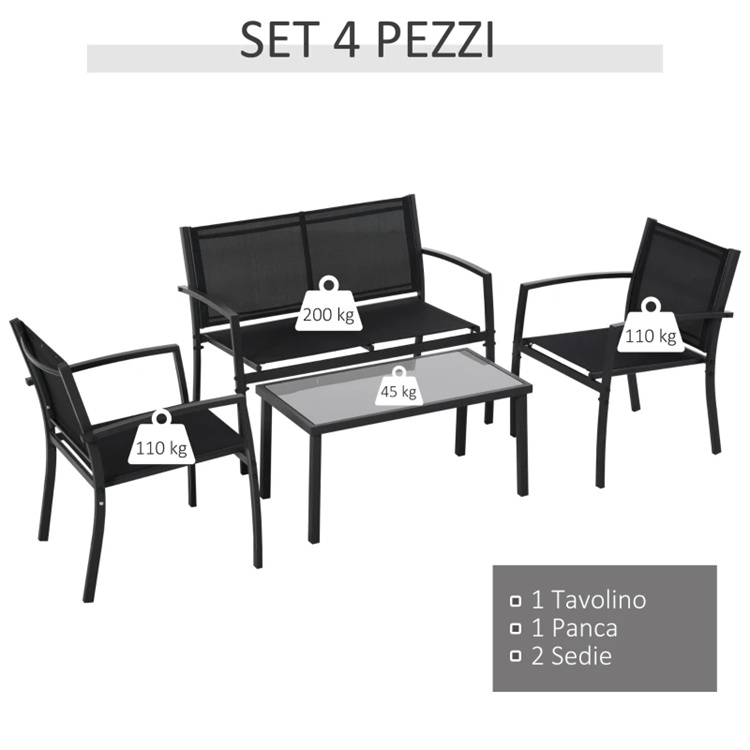 4 Pieces Conversation Textilene Set