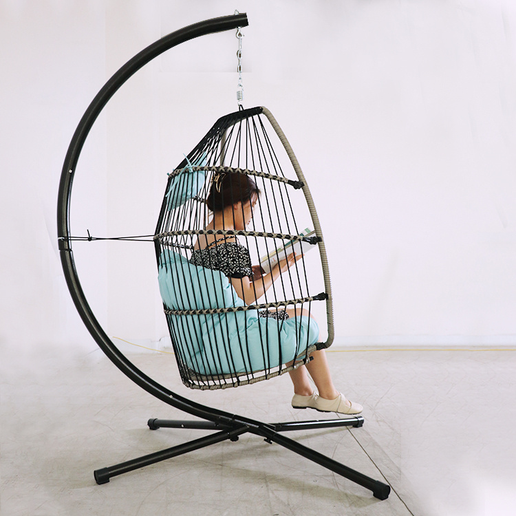 Porch Foldable PE Wicker Egg Hanging Chair