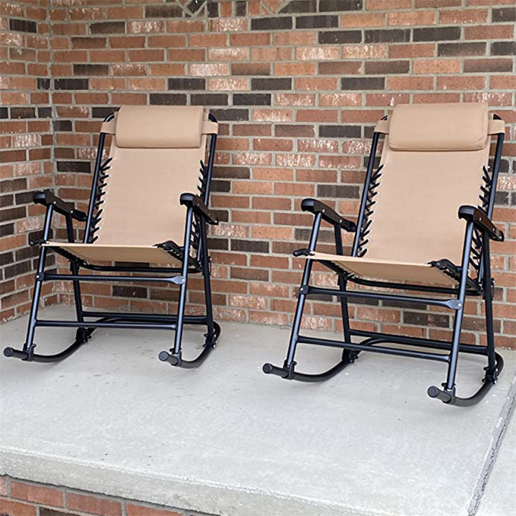 Outdoor Zero Gravity Folding Lounge Rocker with Pillow