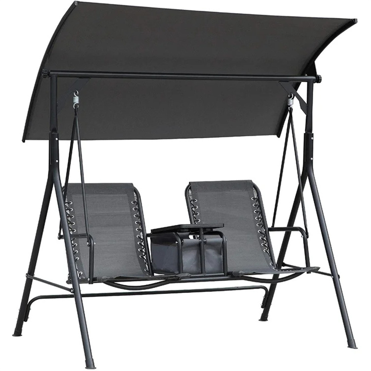 2-Seater Swing Chair with Pivot Storage Table