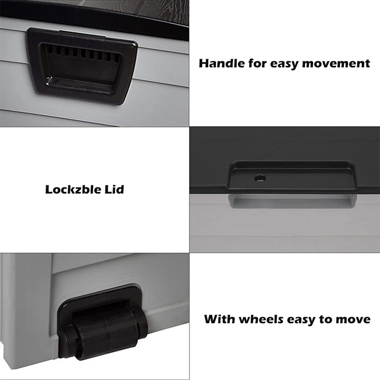75 Gallons Resin Deck Box Storage with Wheels