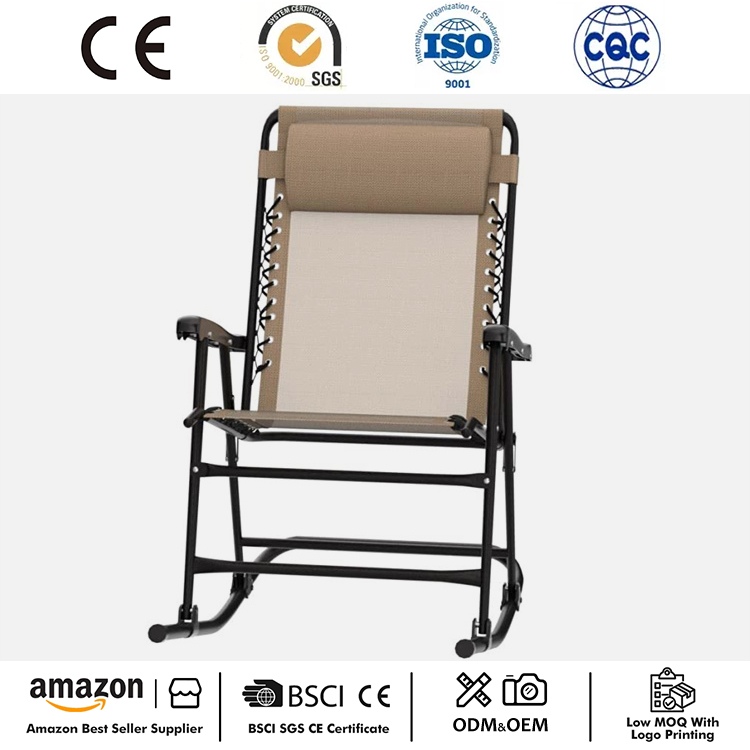Outdoor Zero Gravity Folding Lounge Rocker with Pillow