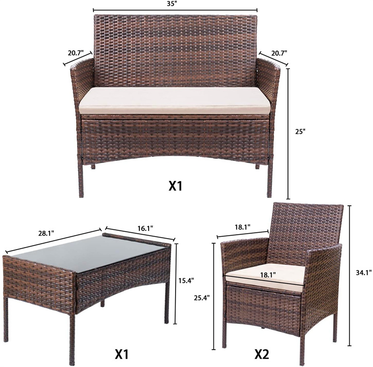 4PCS Rattan Patio Furniture Set