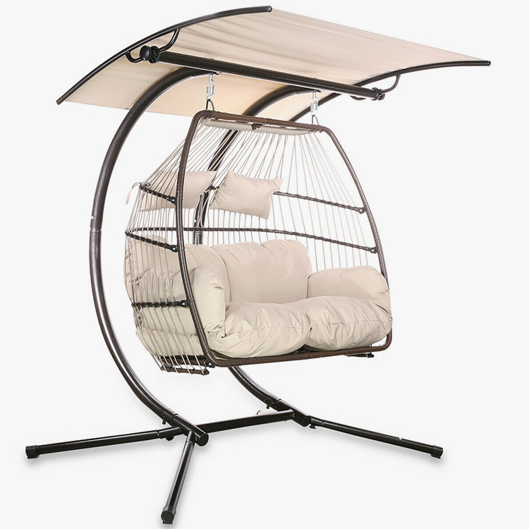 2 Person Hanging Swing Wicker Egg Chair