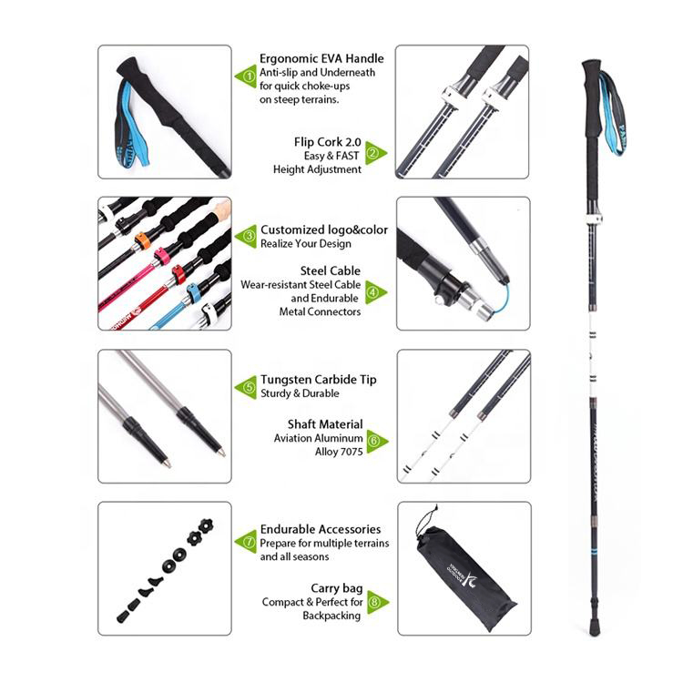 2 Pack Lightweight Walking Trekking Poles