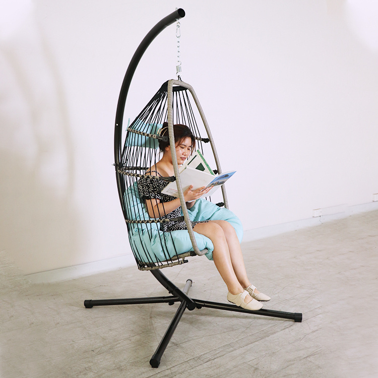 Porch Foldable PE Wicker Egg Hanging Chair