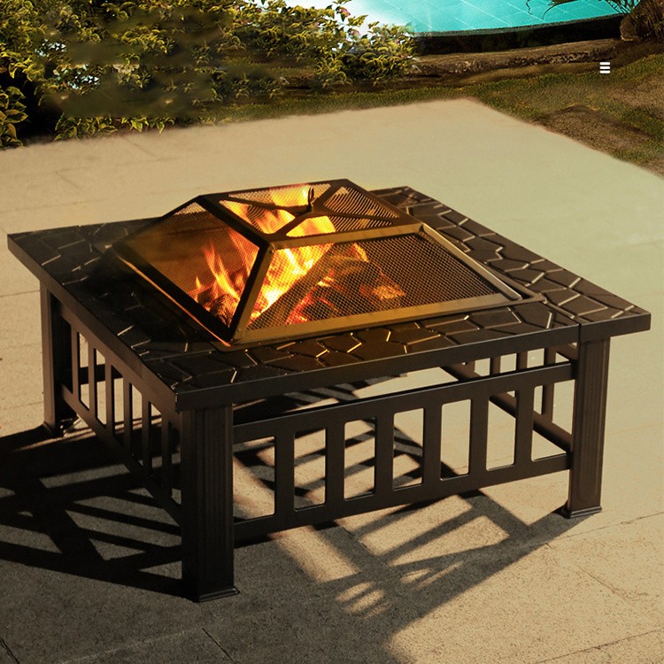 Square Outdoor Wood Burning Firepit
