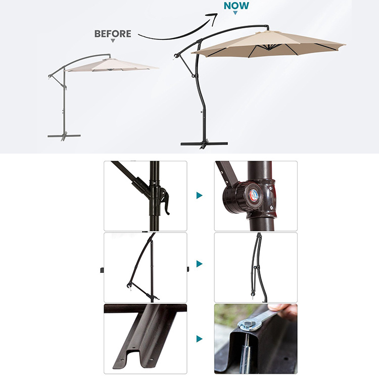 9 x 9 ft Hanging Offset Patio Cantilever Umbrella
