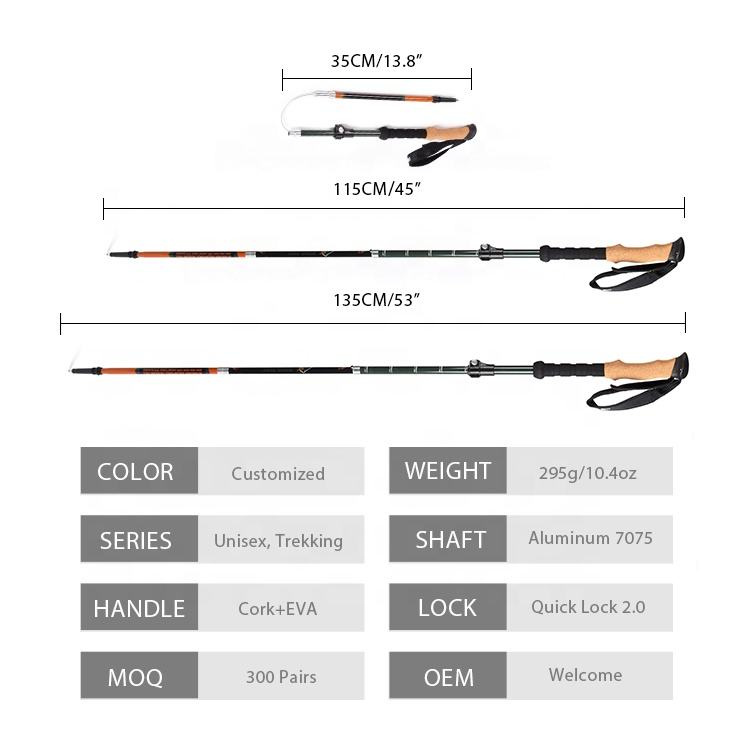 2pc Folding Trekking Hiking Poles