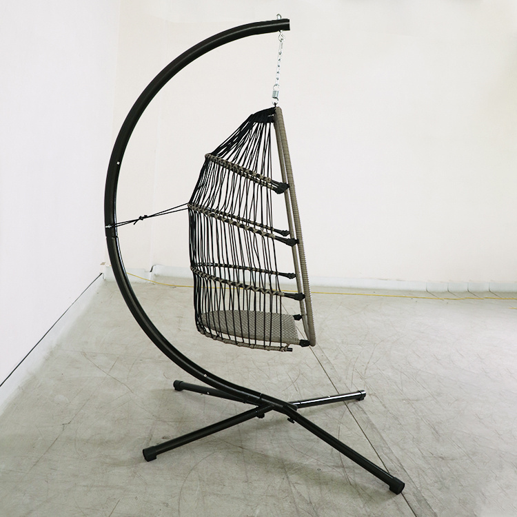 Porch Foldable PE Wicker Egg Hanging Chair