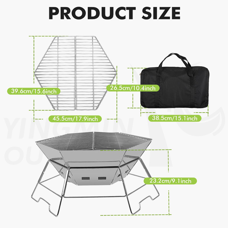 Collapsible Campfire Grill Camping Fire Pit