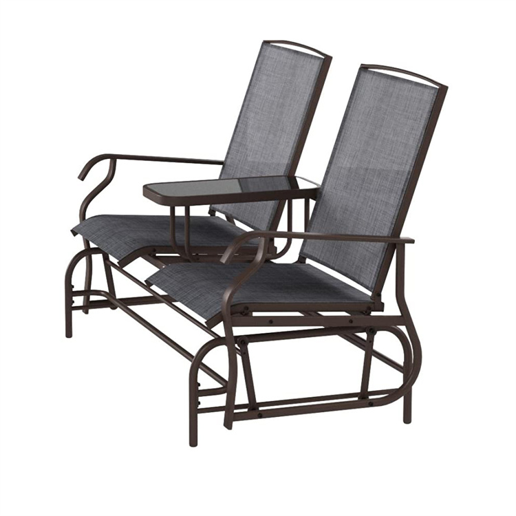 Double-Seat Glider Bench with Center Table