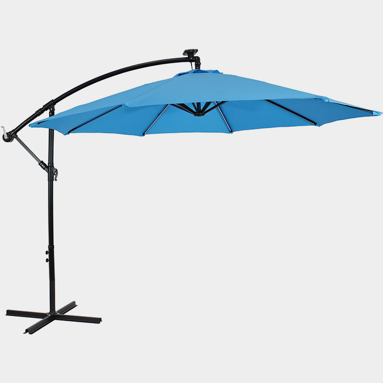 10FT LED Solar Hanging Market Patio Umbrella