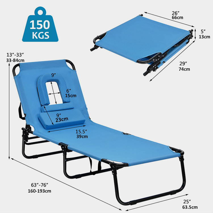Outdoor Folding Beach Chaise Lounge Chair